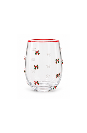 Copo Natalino com Laço Vermelho em Vidro 540ml