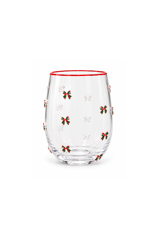 Copo Natalino com Laço Vermelho em Vidro 540ml