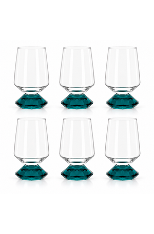Conjunto de Copo Baixo Sandy Azul em Vidro 500ml 6 Peças