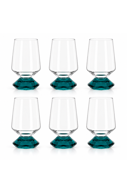 Conjunto de Copo Baixo Sandy Azul em Vidro 500ml 6 Peças