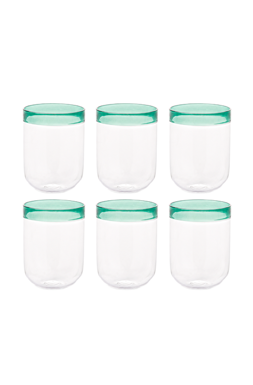 Conjunto de Copos com Detalhe Verde em Vidro Borossilicato 480ml 6 Peças