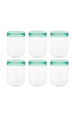 Conjunto de Copos com Detalhe Verde em Vidro Borossilicato 480ml 6 Peças