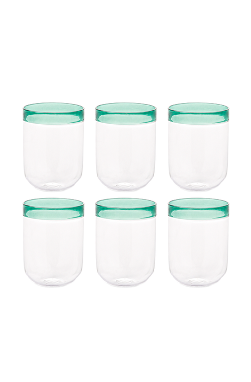 Conjunto de Copos com Detalhe Verde em Vidro Borossilicato 480ml 6 Peças