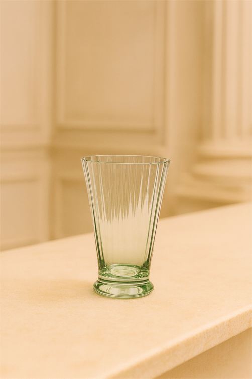 Copo de Vidro Canelado Verde 380ml