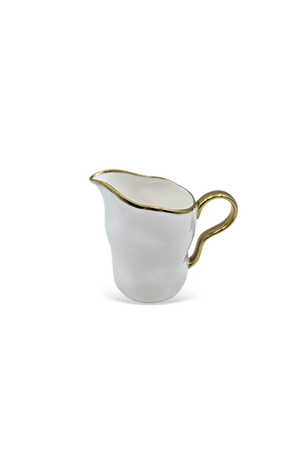 Cremeira Branco com Esfera dourada em Porcelana