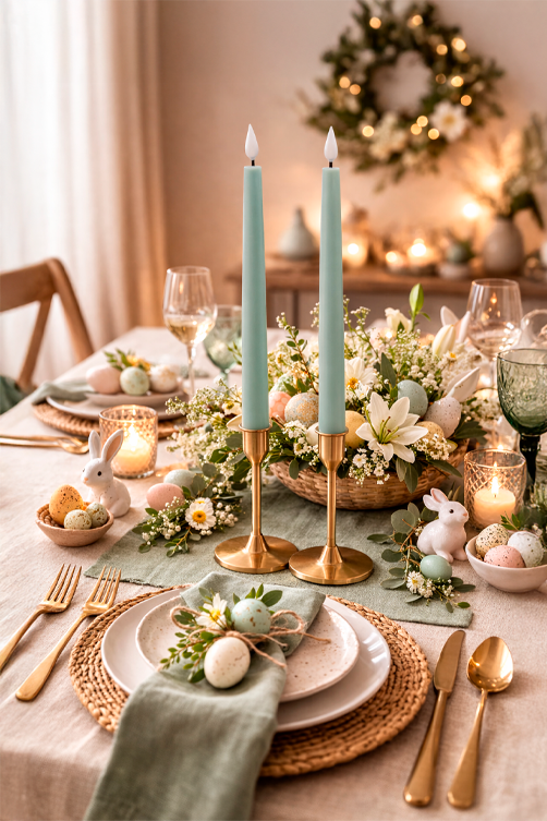 Conjunto com 2 Velas de LED Verde de Páscoa