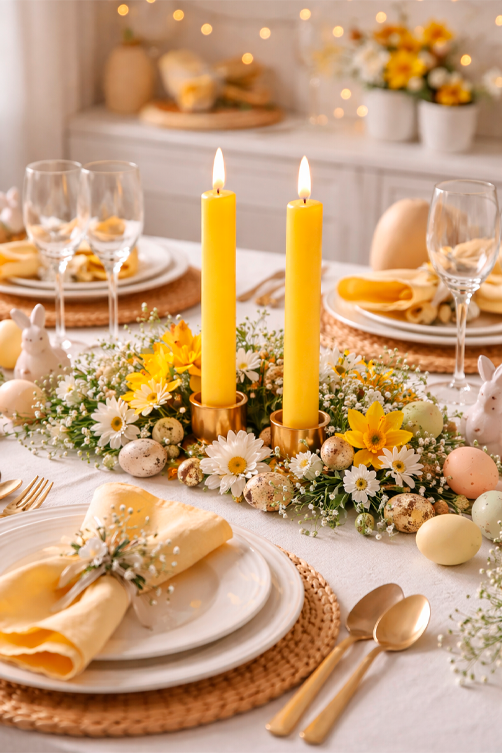 Conjunto com 2 Velas de LED Amarelo Quente de Páscoa