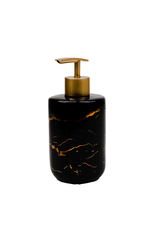 Dispenser Porcelana Preto e Dourado
