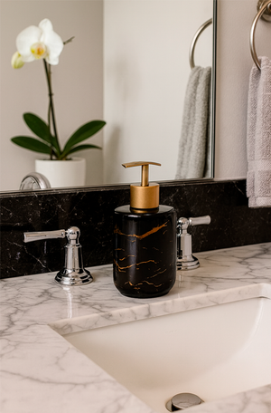 Dispenser Porcelana Preto e Dourado