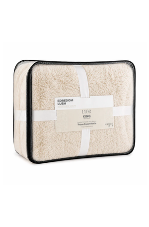 Edredom Lush King Efeito Pele de Coelho Off White Microfibra em Poliéster