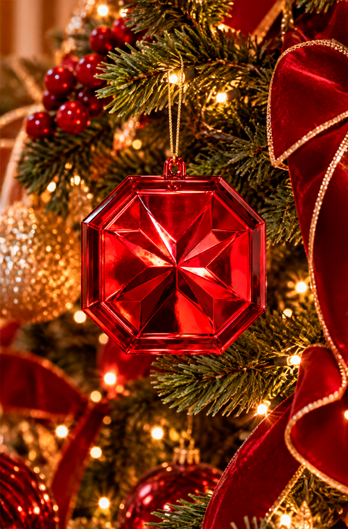 Enfeite Tapeçaria de Árvore de Natal Vermelho