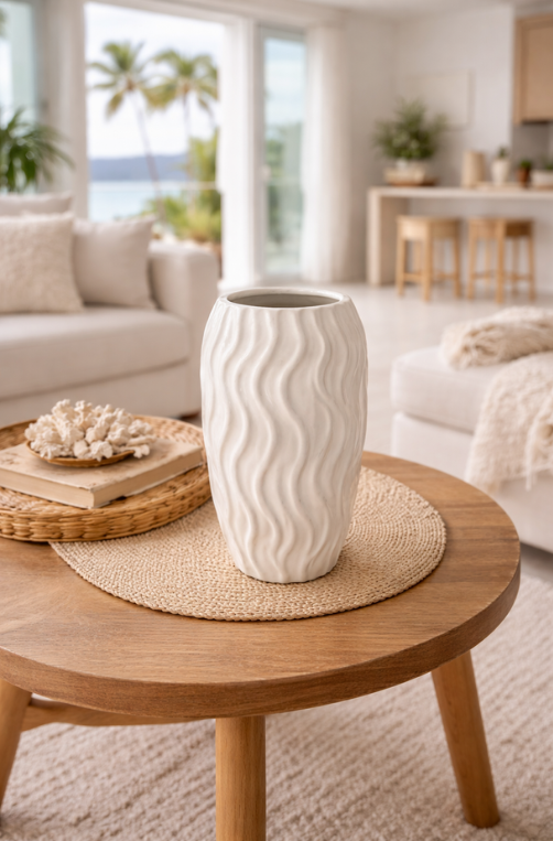 Vaso de Cerâmica Formato Ondas Wide