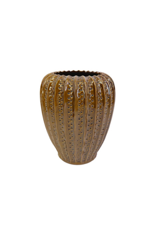 Vaso Redondo Slim Algas Caramelo em Cerâmica