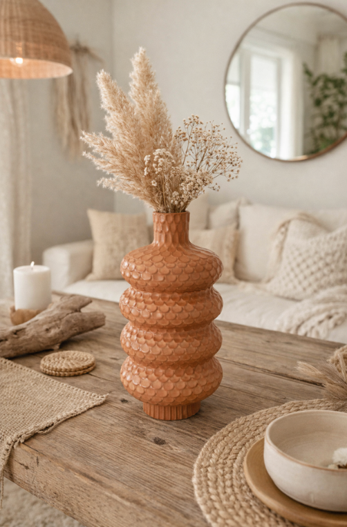 Vaso Redondo Boho 4 Partes em Cerâmica