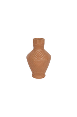 Vaso Triangular de Cerâmica Texturizado Caramelo