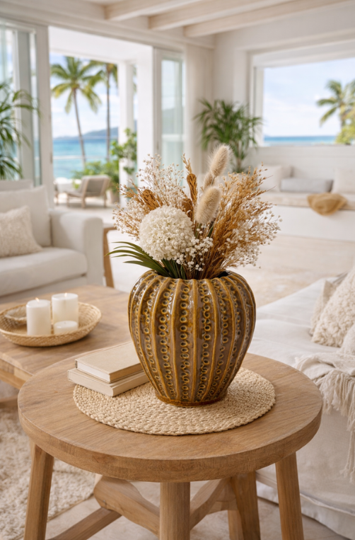 Vaso Redondo Algas Caramelo em Cerâmica