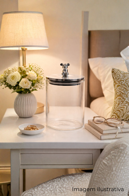 Pote em Vidro com Urso Prata