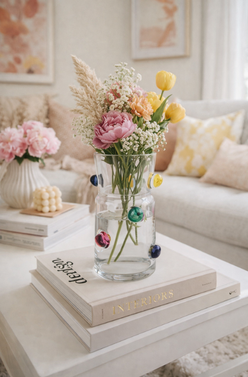 Vaso em Vidro Dots em Alto Relevo Colorido