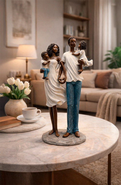 Escultura Decorativa de Família em Harmonia