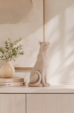 Escultura Decorativa Leopardo em Poliresina 26cm