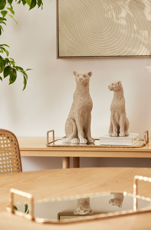 Escultura Decorativa Leopardo em Poliresina 33cm