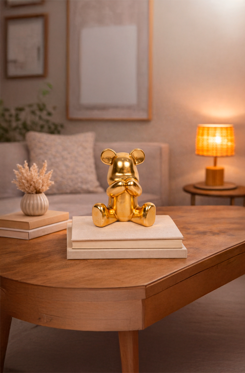 Escultura Toy Art Não Falo Dourado em Resina