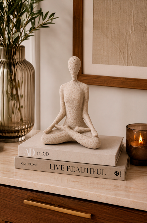 Escultura Decorativa Yoga em Posição de Meditação