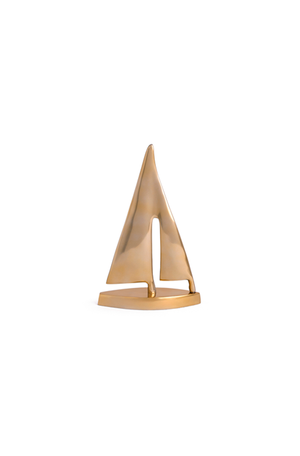 Escultura Decorativa de Barco Dourado em Metal
