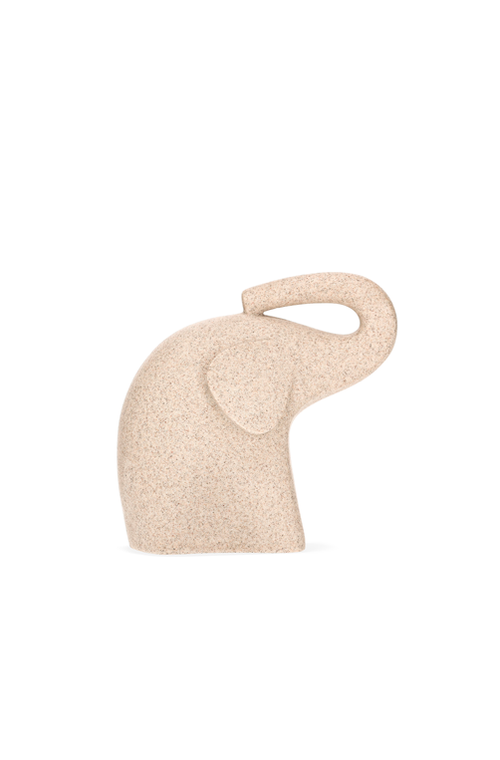 Escultura Decorativa de Elefante Bege em Poliresina 18cm