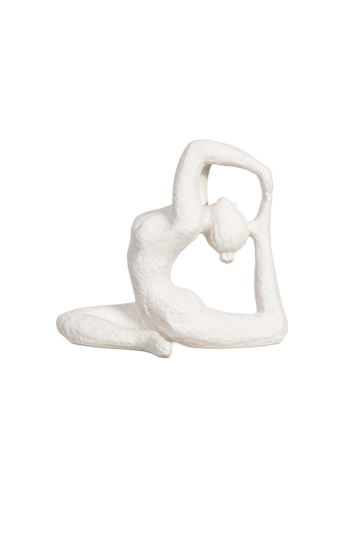 Escultura Decorativa Mulher Ginastica em Cerâmica Branca