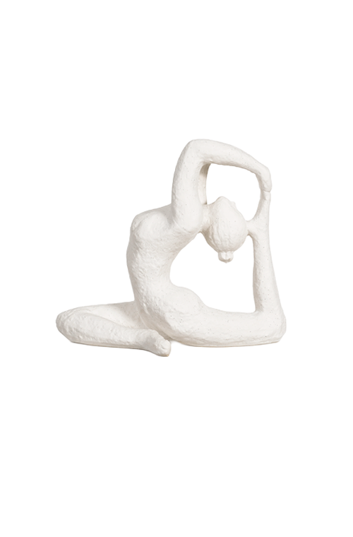Escultura Decorativa Mulher Ginastica em Cerâmica Branca