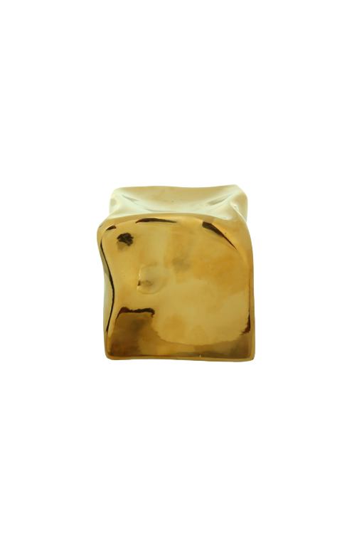 Escultura Decorativa Square Dourado em Cerâmica