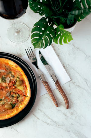 Conjunto de 4 Facas para Mesa com Cabo de Madeira e Aço Inox