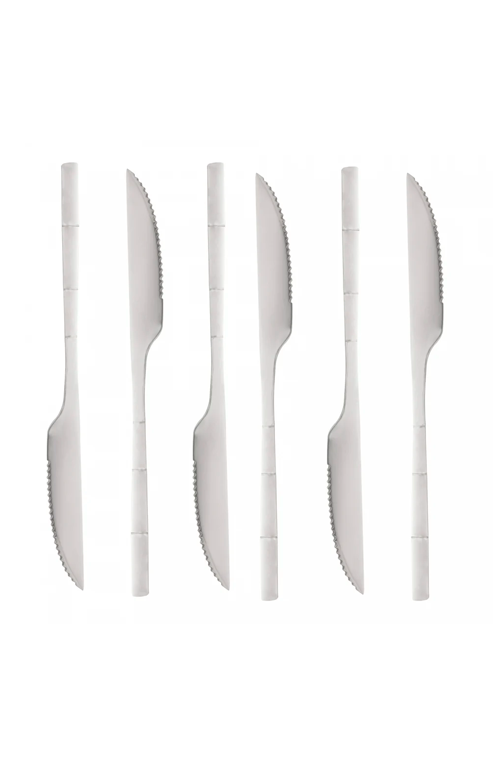 Conjunto de Facas de Churrasco de Aço Inox Bambu Elegant 6 Peças