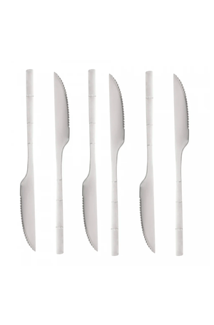 Conjunto de Facas de Churrasco de Aço Inox Bambu Elegant 6 Peças
