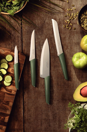 Faca para Pão LYF com Lâmina em Aço Inox e Cabo de Polipropileno PCR Verde Natureza 7"