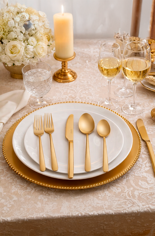 Faqueiro de Aço Inox Viena Champanhe Fosco 30 Peças