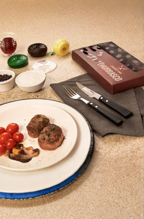 Jogo de Talheres para Churrasco em  Aço Inoxidável 12 Peças