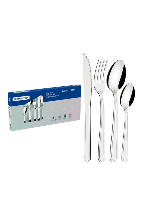 Faqueiro Búzios em Aço Inox com Detalhe 24 Peças