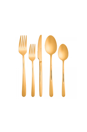 Faqueiro de Aço Inox com Caixa Litografada Viena Dourado 30 Peças