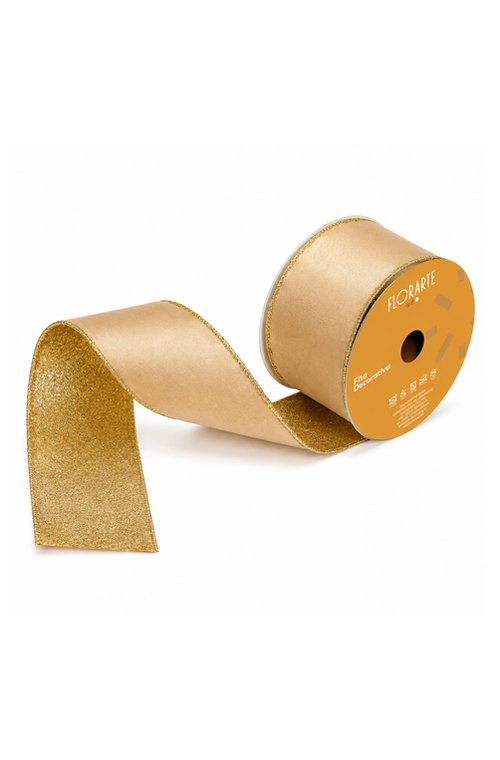 Fita Aramada Decorativa Natalina Dourado 6,3cm