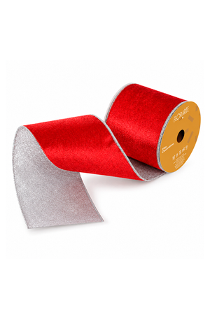 Fita Aramada Decorativa Natalina Dupla Face Vermelho e Prata 10cm