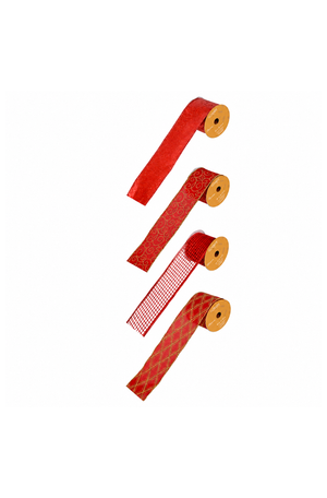 Fita Decorativa Natalina Sortida Vermelho e Dourado 6,3cm