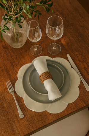 Jogo Americano Juta Flower Off White