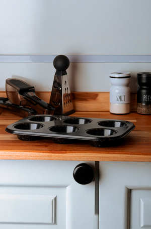 Forma para 6 Cupcakes Antiaderente de Aço Carbono Granilite Preta