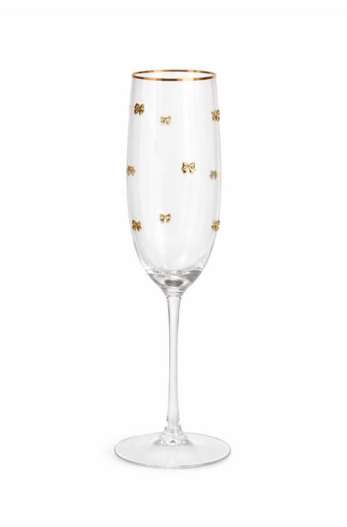 Taça de Champanhe com Laço Borda Rosa