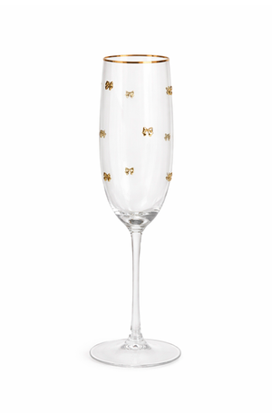 Taça de Champanhe com Laço Borda Rosa