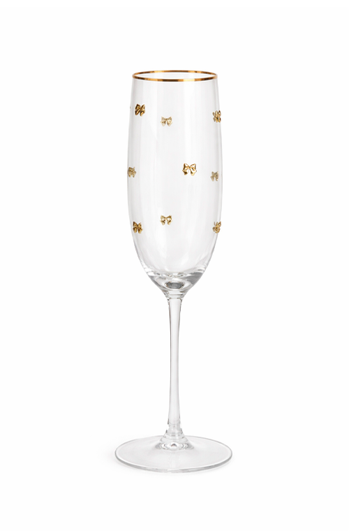 Taça de Champanhe com Laço Borda Rosa