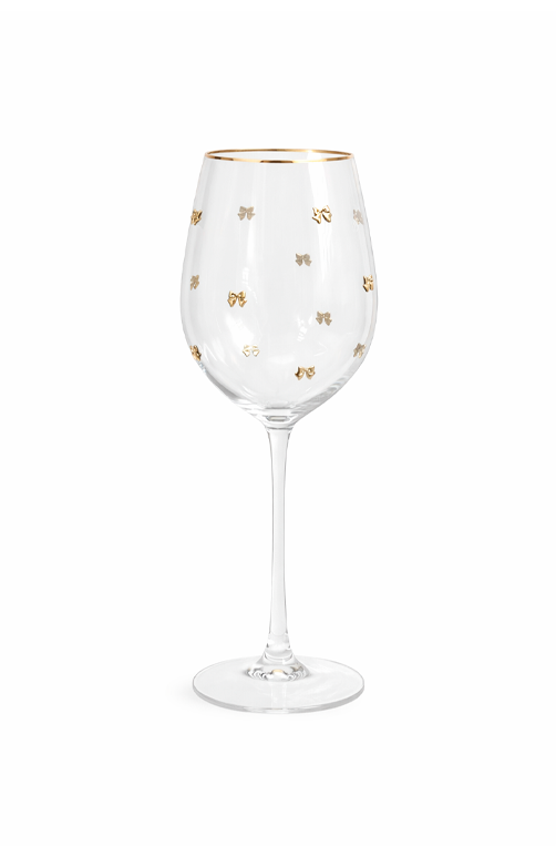 Conjunto de Taças de Vinho com Laço Borda Dourada - 6 peças
