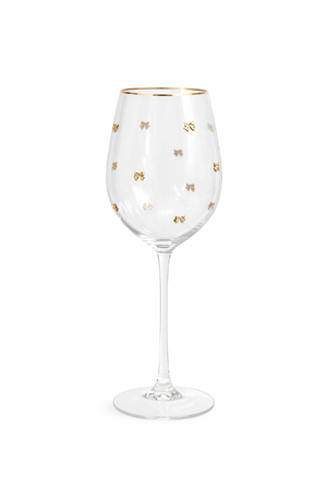 Conjunto de Taças de Vinho com Laço Borda Dourada - 6 peças